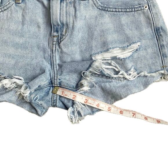 PISTOLA Anthropologie Gigi Low Rise Cut Off Denim Jean Shorts 25 Blue Distressed - Picture 7 of 9